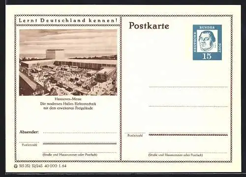 AK Hannover, Messe, Die Hallen Elektrotechnik mit Freigelände