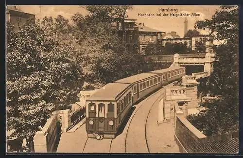 AK Hamburg-Neustadt, Hochbahnstrecke bei der Helgoländer Allee