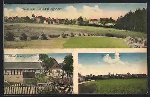 AK Klein-Pillingsdorf, Gasthof Willy Köhler, Gross-Pillingsdorf und Panorama