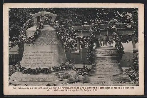 AK Grossalmerode, Kirchglocken, geweiht in 1921