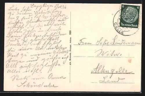 AK Langlingen, Gasthaus Zur Post von Alb. Schöndube, Schule, Rittergut, Alter Speicher