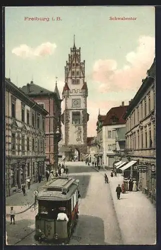 AK Freiburg i. B., Strassenbahn am Schwabentor