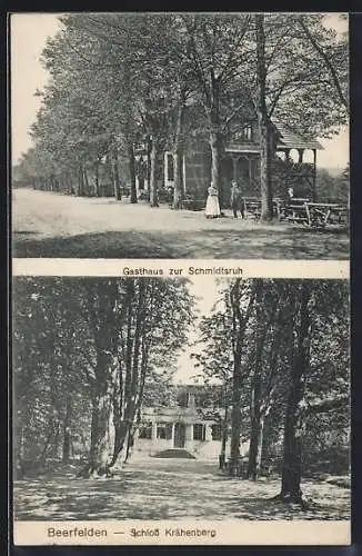 AK Beerfelden, Schloss Krähenberg und Gasthaus zur Schmidtsruh