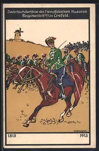 Künstler-AK Crefeld, Jahrhundertfeier des 2. westfälischen Husaren Regiments No11