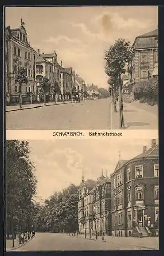 AK Schwabach, Bahnhofstrasse mit Bäckerei