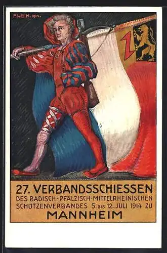 Künstler-AK Mannheim, 27. Verbandsschiessen des Bad.-Pfälz.-Mittelrh. Schützenverbandes 1914