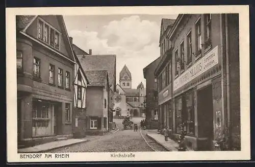 AK Bendorf am Rhein, Kirchstrasse mit Klempnerei & Installation Richard Nillius
