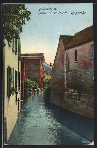 AK Germersheim, Partie an der Queich, Ringstrasse