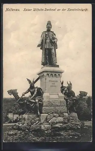 AK Holtenau, Kaiser Wilhelm-Denkmal an der Kanalmündung