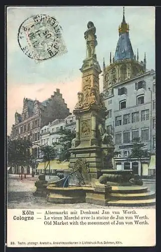 AK Köln, Altermarkt mit Denkmal Jan van Werth