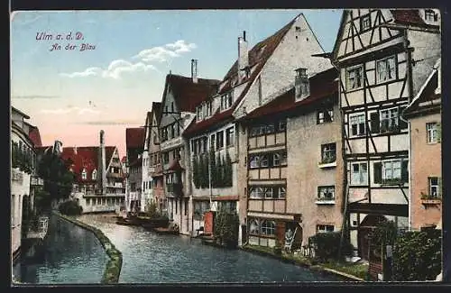 AK Ulm / Donau, Buchbinderei und Schreibwaren von W. Mack, Partie an der Blau