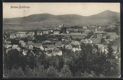 AK Gross-Schönau / Sachsen, Gesamtansicht aus der Vogelschau