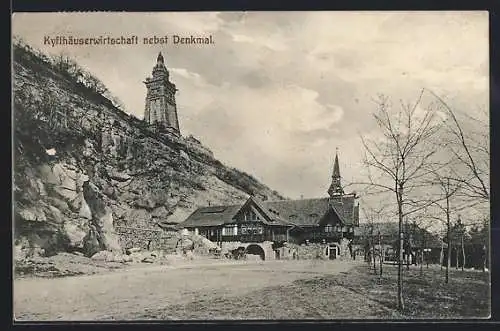 AK Kyffhäuser / Kaiser Wilhelm Denkmal, Gasthaus Kyffhäuserwirtschaft nebst Denkmal