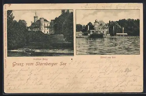 AK Berg / Starnberger See, Schloss Berg und Hotel am See