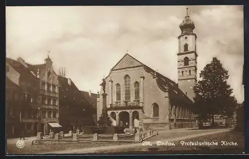 AK Lindau / Bodensee, Blick auf die Protestantische Kirche