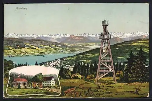AK Reinach /AG, Aussichtsturm und Gasthaus auf dem Homberg