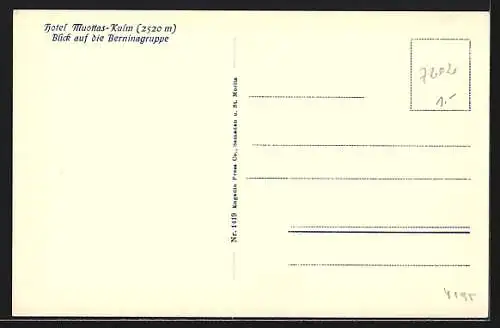 AK Muottas Muragl, Muottas-Kulm, Hotel, Blick auf die Berninagruppe