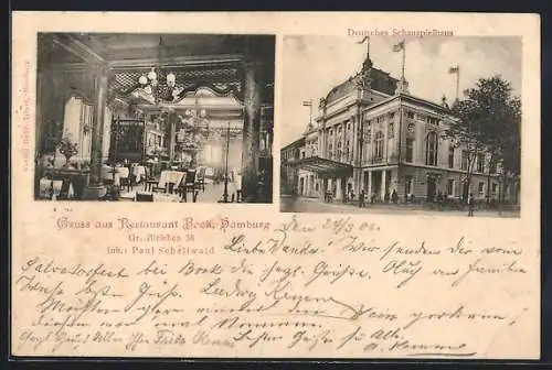 AK Hamburg, Restaurant Bock, Strasse Gr. Bleichen 38, Innenansicht, Deutsches Schauspielhaus