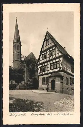 AK Heiligenstadt / Eichsfeld, Ev. Kirche und Kreissparkasse