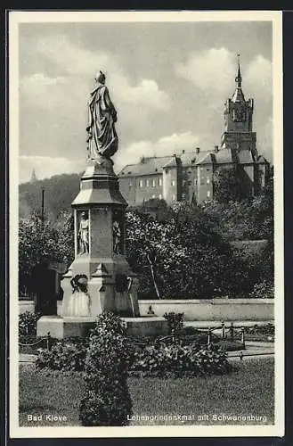 AK Kleve / Schwanenburg, Lohengrindenkmal und Schwanenburg