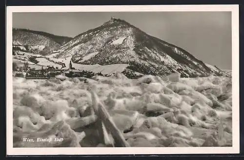 AK Wien, Eisstoss auf der Donau 1940, Blick zum Leopoldsberg