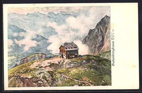 Künstler-AK Guttenberghaus, Berghütte am Feisterkar Dachstein