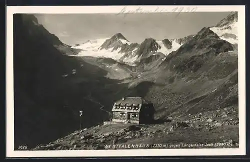 AK Westfalenhaus, Berghütte gegen Längentaler Joch