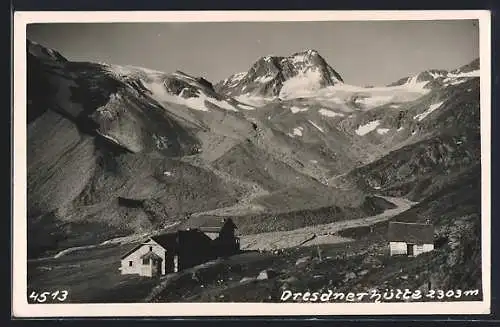 AK Dresdner Hütte, Blick zur Berghütte