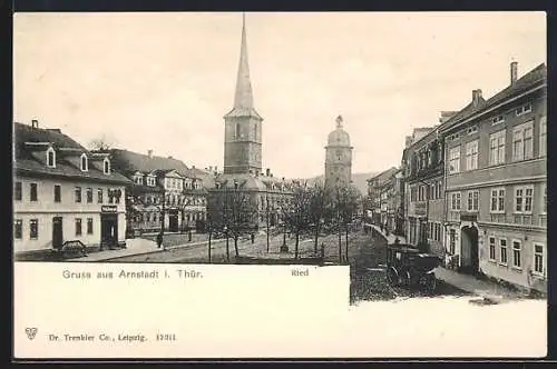 AK Arnstadt, Ried, Platzansicht mit Kirche