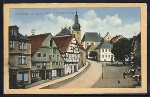 AK Arnsberg i. W., Alter Markt und Glockenturm