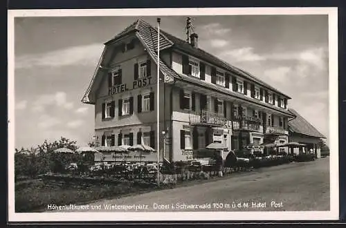 AK Dobel i. Schwarzwald, Hotel Post mit Restaurant und Strassenpartie