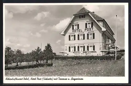 AK Dobel / Enz, Hotel Post mit Terrasse und Liegewiesen, Bes. August Künzer