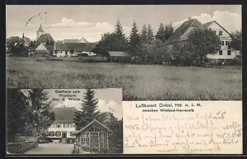 AK Dobel / Enz, Gasthaus zum Waldhorn, Bes. E. Weiss mit Ortsansicht