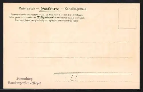 Lithographie Alt-Hamburg, Partie am Rathaus vor dem Brand 1842