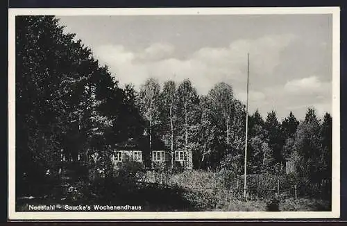 AK Neestahl, Saucke`s Wochenendhaus mit Garten