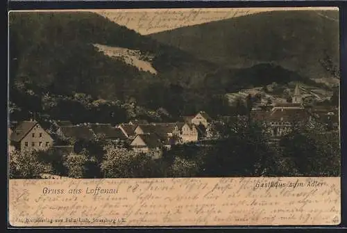 AK Loffenau, Teilansicht mit Gasthaus zum Adler