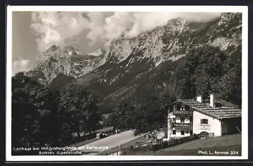 AK Ramsau / Berchtesgaden, Gasthaus zur Hindenburglinde mit Reiteralpe