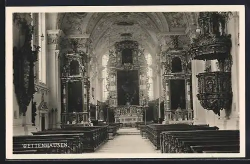 AK Wettenhausen, Inneres der Kirche mit Altar