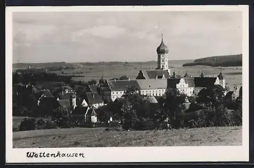 AK Wettenhausen, Ortsansicht mit Kloster und Blick ins Land