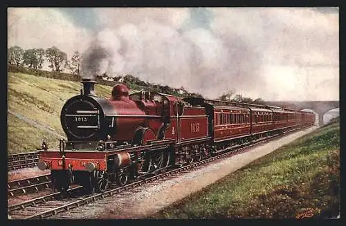 Künstler-AK Midland Railway, Down Manchester and Liverpool Express passing Mill Hill