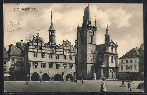 AK Leitmeritz / Litomerice, Blick auf die Kirche