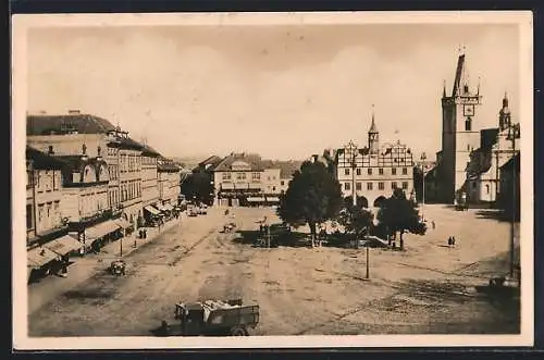 AK Leitmeritz / Litomerice, Marktplatz mit Kirche