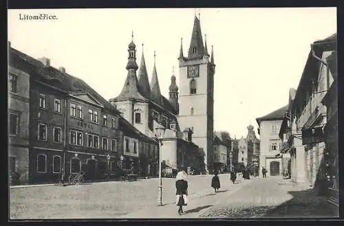 AK Leitmeritz / Litomerice, Blick auf die Kirche