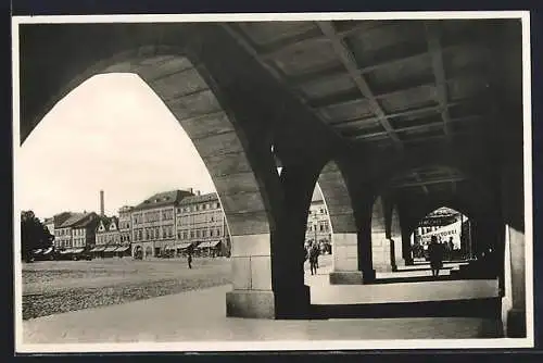 AK Leitmeritz / Litomerice, Blick durch die Rathauslaube