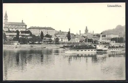 AK Litomerice, Panorama im Elbe-Dampfer