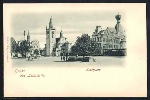 AK Leitmeritz / Litomerice, Stadtplatz mit Kirche