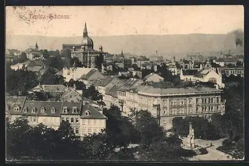 AK Teplitz Schönau / Teplice, Synagoge im Stadtkern