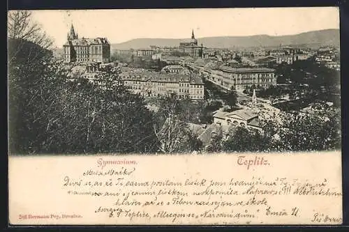 AK Teplitz Schönau-Teplice, Gymnasium, Stephansbad, Synagoge