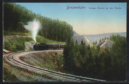 AK Brocken, Brockenbahn, Grosse Kurve an der Padde