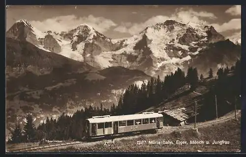 AK Mürrenbahn mit Eiger, Mönch und Jungfrau